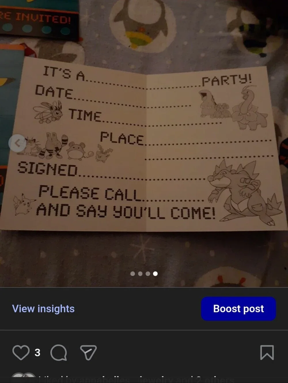 Pikachu party invites (7) With Envelopes